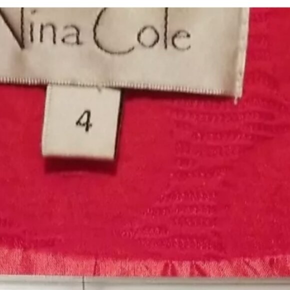 Vintage NINA COLE size 4 RED 2-piece suit SKIRT/JACKET with Shoulder Pads/Belt - Picture 9 of 9
